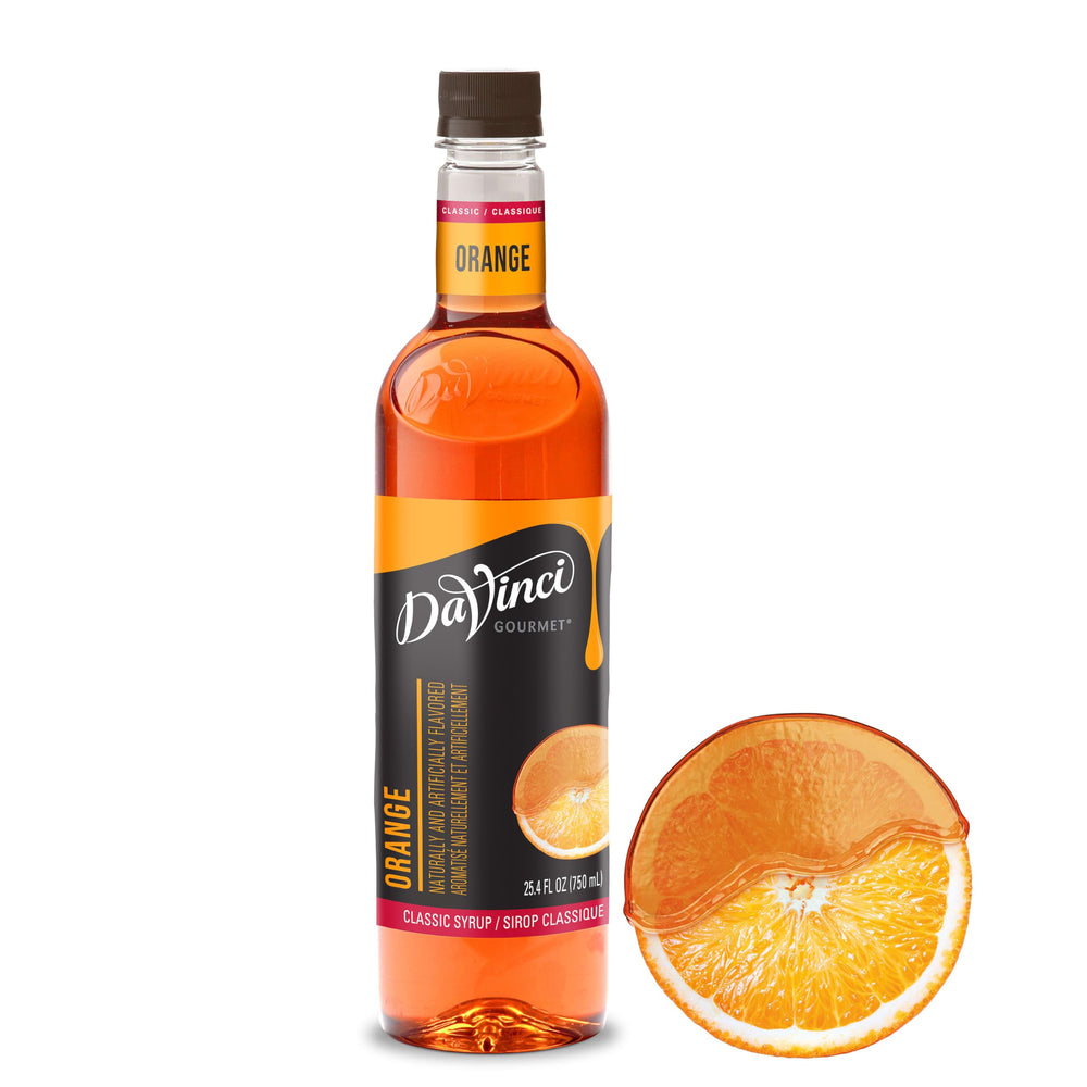 DaVinci Gourmet Classic Orange Syrup bottle with citrus aroma for beverages