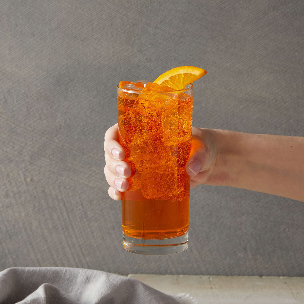 Close-up of DaVinci Gourmet Classic Orange Syrup label for premium ingredients