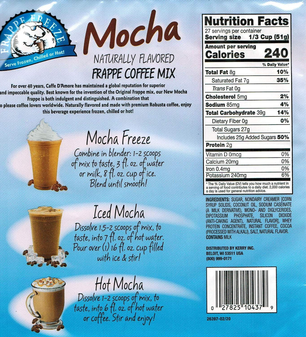 DaVinci Gourmet Frappe Freeze Mocha cup-serve scene showing versatile use for hot or iced drinks.