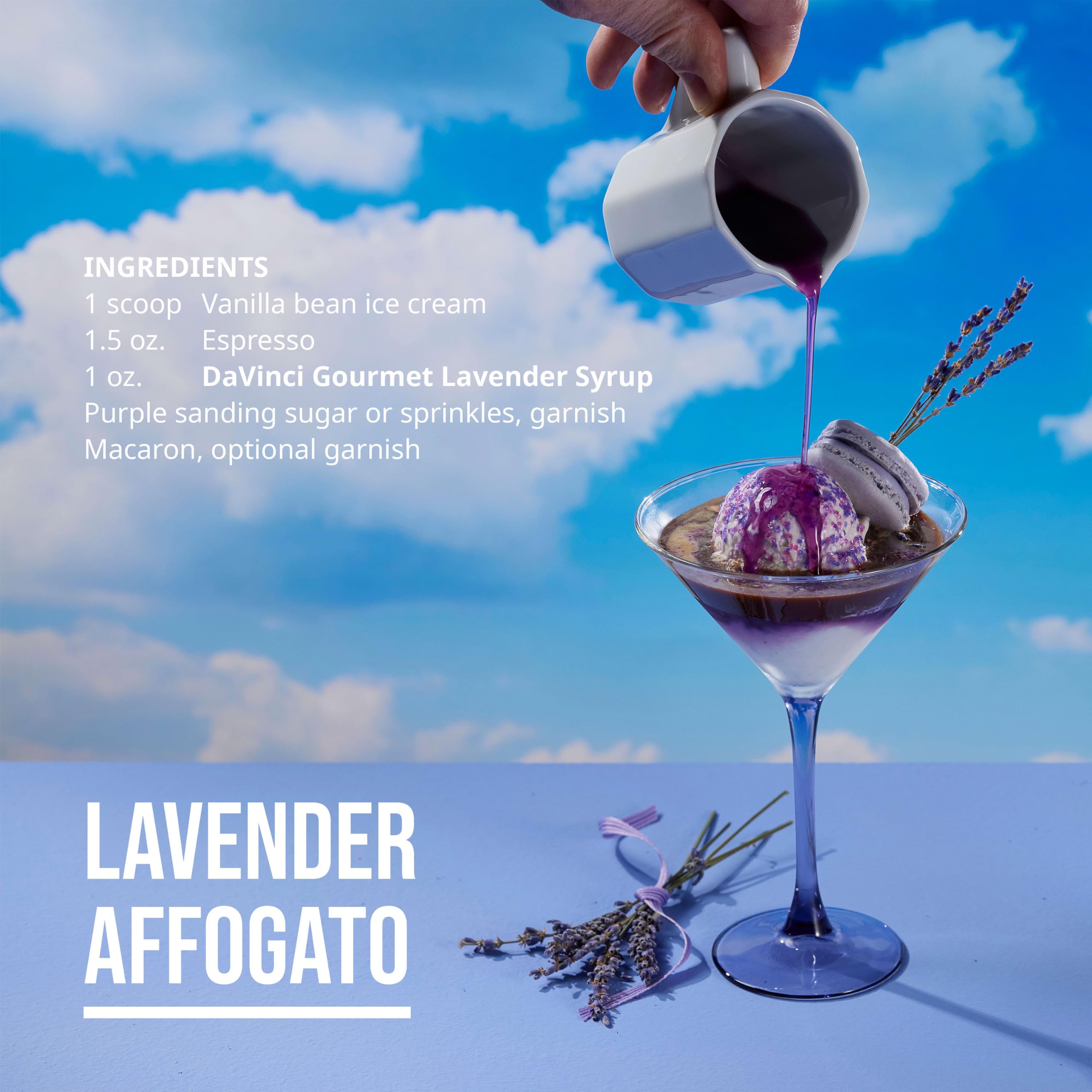 DaVinci Gourmet Lavender Syrup iced tea glass with purple hue.