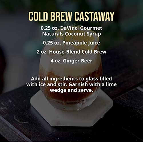 Pouring DaVinci Gourmet Naturals Coconut Syrup for tropical drinks