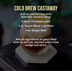 Pouring DaVinci Gourmet Naturals Coconut Syrup for tropical drinks