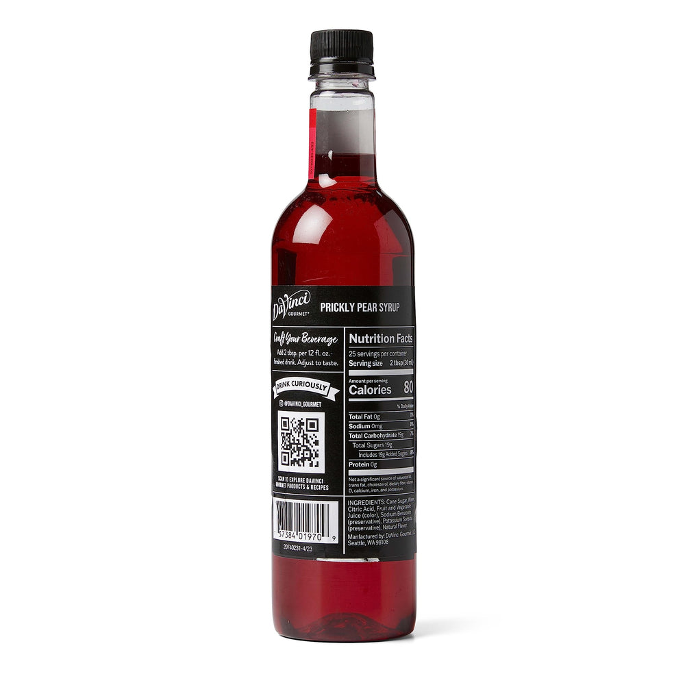 DaVinci Gourmet Prickly Pear Syrup being poured into a glass of beverage