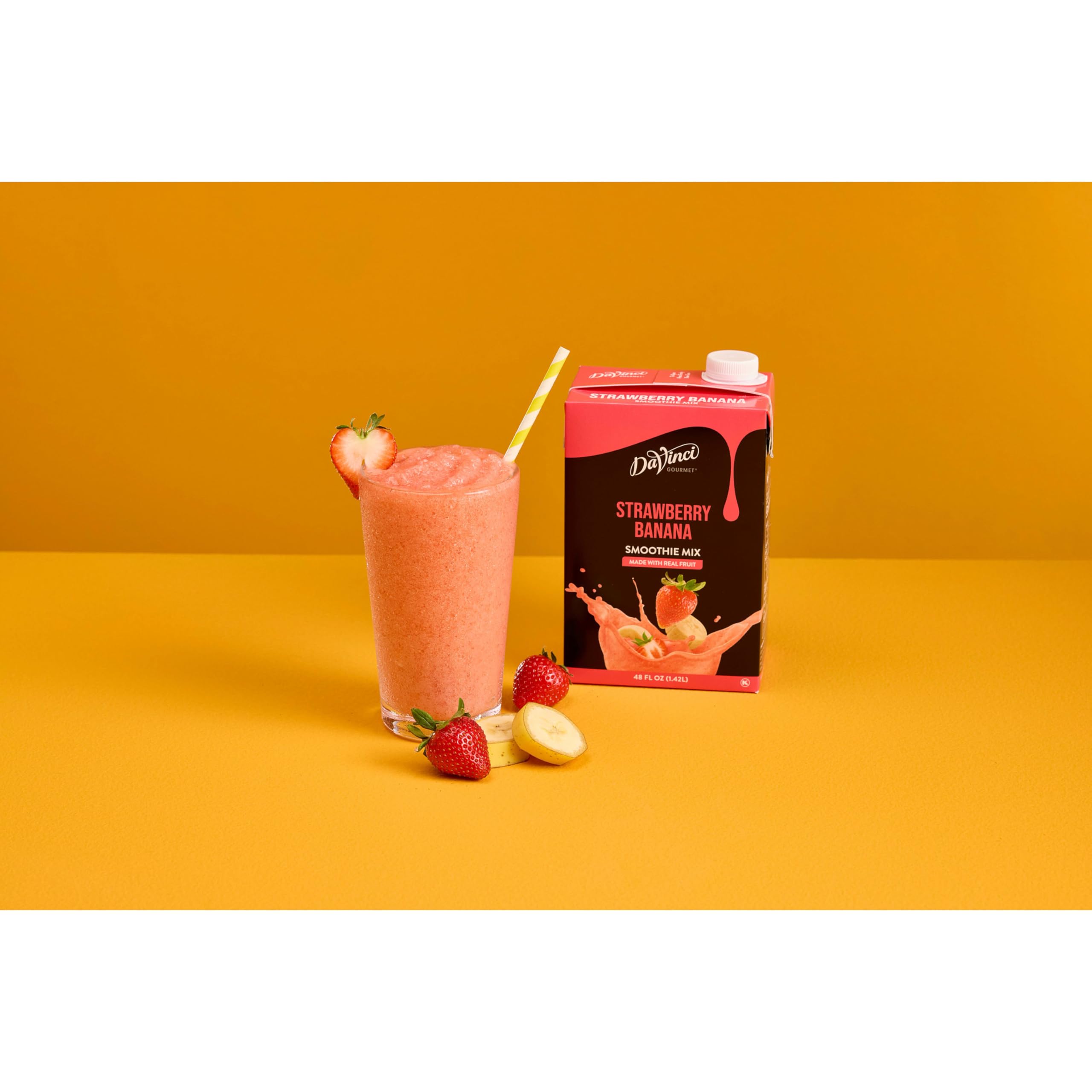 DaVinci Gourmet smoothie mix ingredients featuring real fruit and cane sugar
