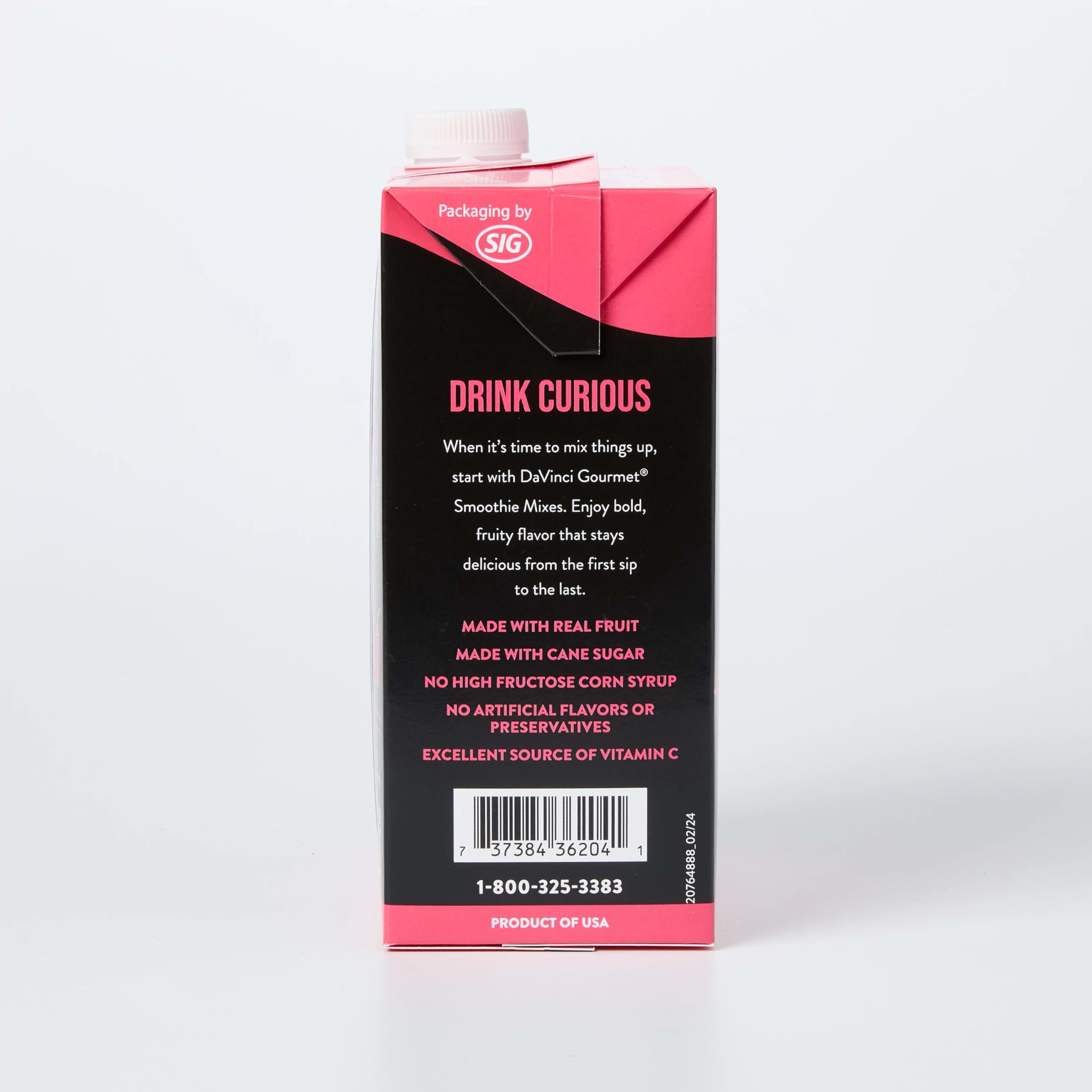 DaVinci Gourmet smoothie mix ready for pour-over-ice-and-blend prep