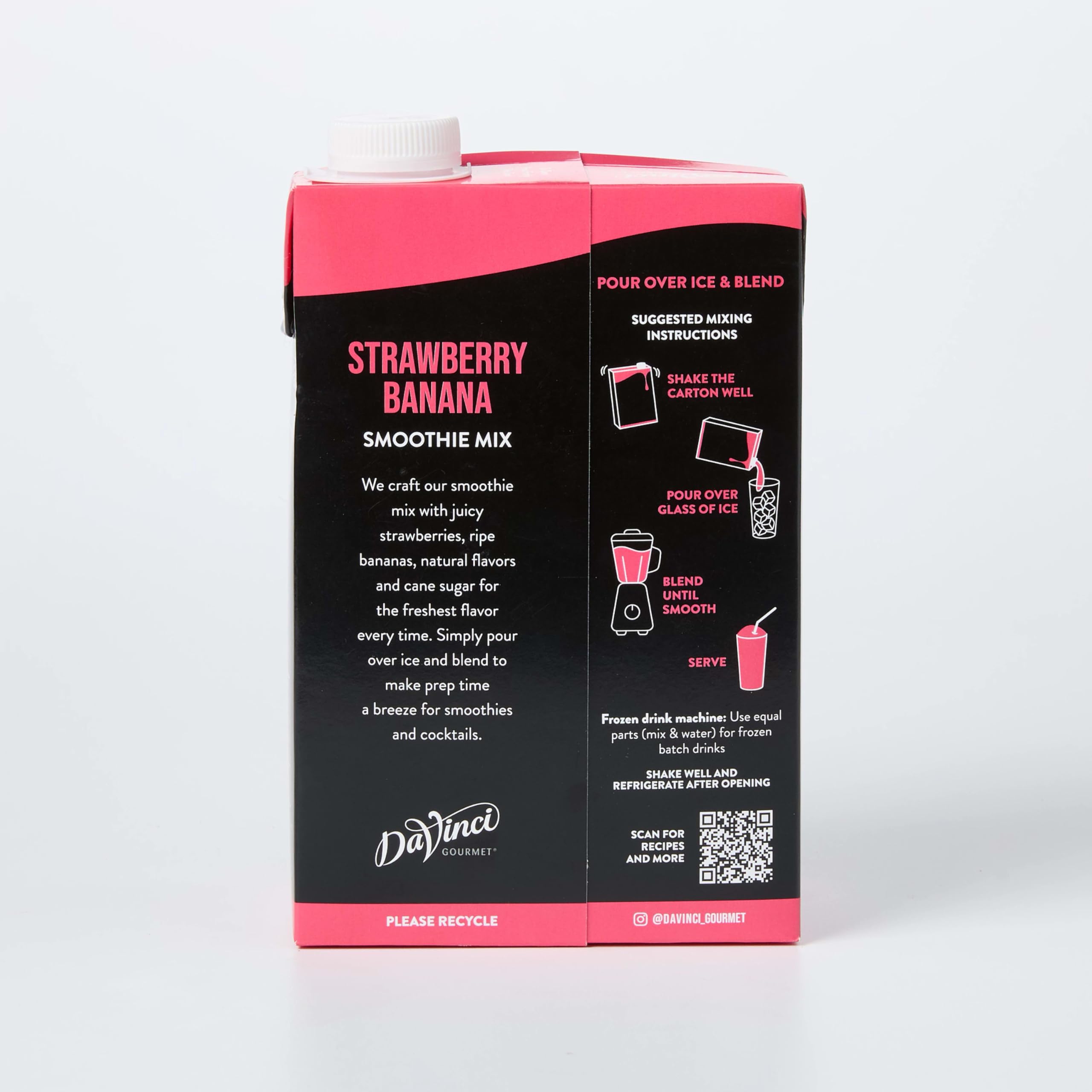 Packaging design on the DaVinci Gourmet smoothie mix container
