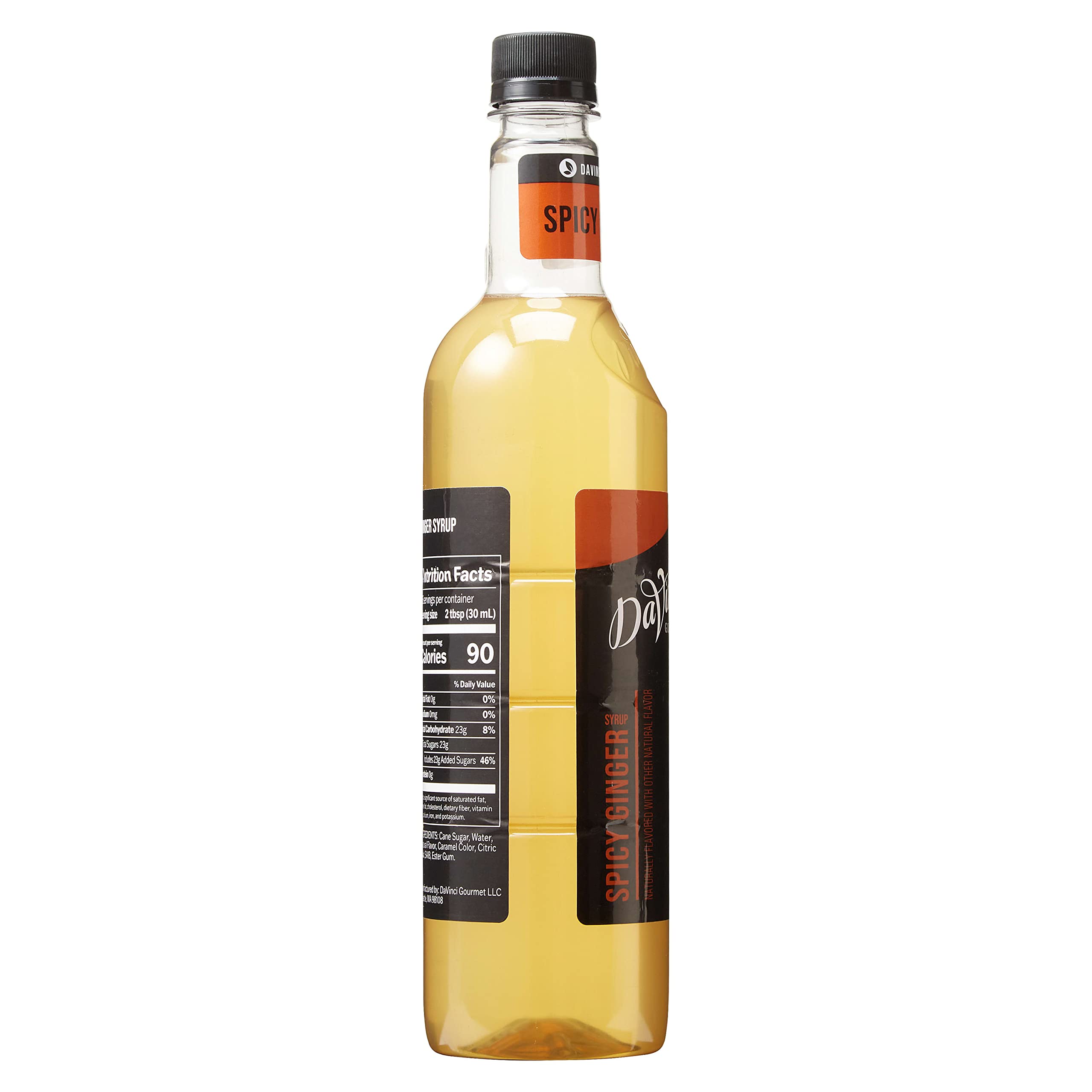DaVinci Gourmet Spicy Ginger Syrup packaging on shelf.