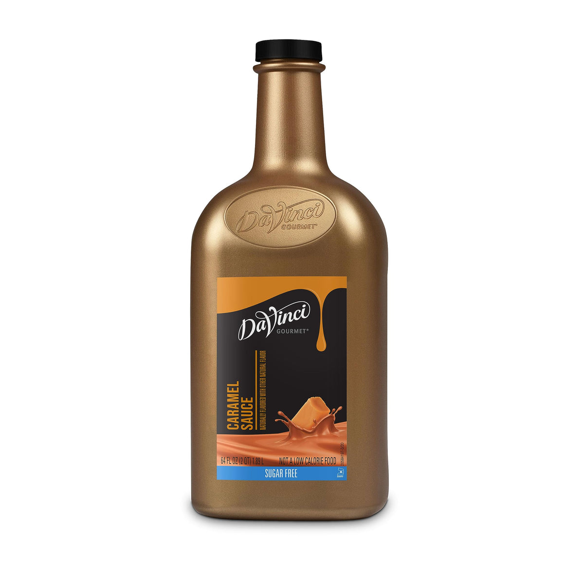 DaVinci Gourmet Sugar Free Caramel Sauce bottle pour for sugar-free topping.