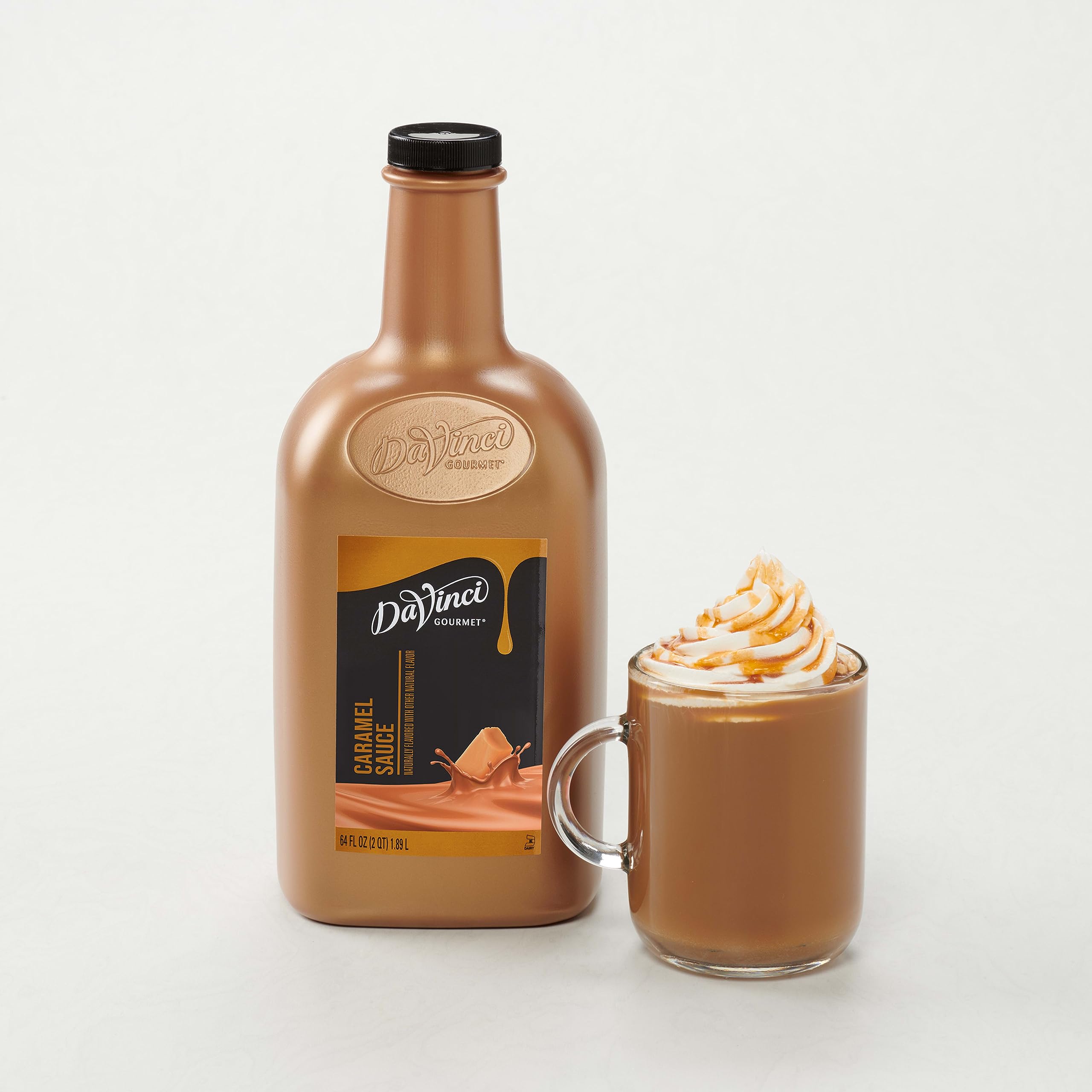 Whipped cream crowned with DaVinci Gourmet Sugar Free Caramel Sauce ribbon.