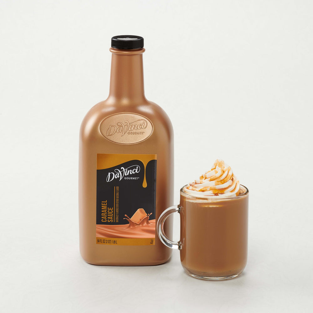 Whipped cream crowned with DaVinci Gourmet Sugar Free Caramel Sauce ribbon.