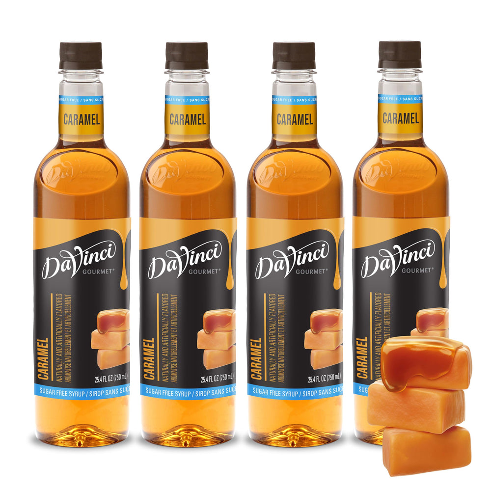 DaVinci Gourmet Sugar-Free Caramel Syrup bottle front for premium flavor without added sugar