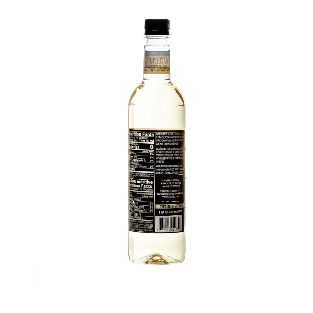 DaVinci Gourmet sugar-free hazelnut syrup pour blends easily into coffee and cocktails.