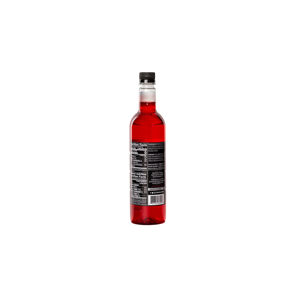 DaVinci Gourmet Sugar-Free Strawberry Syrup label close-up showing flavor