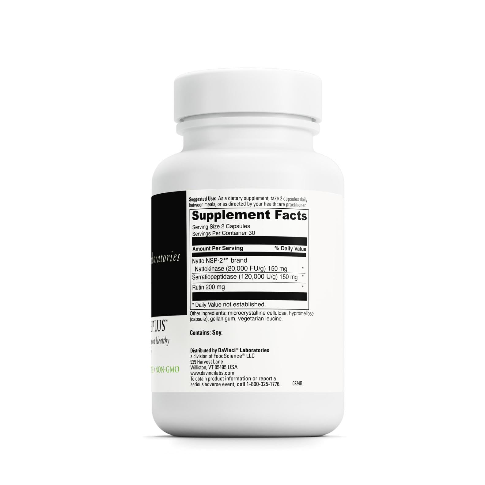 Capsules closeup of Davinci Nattokinase Plus highlighting high potency