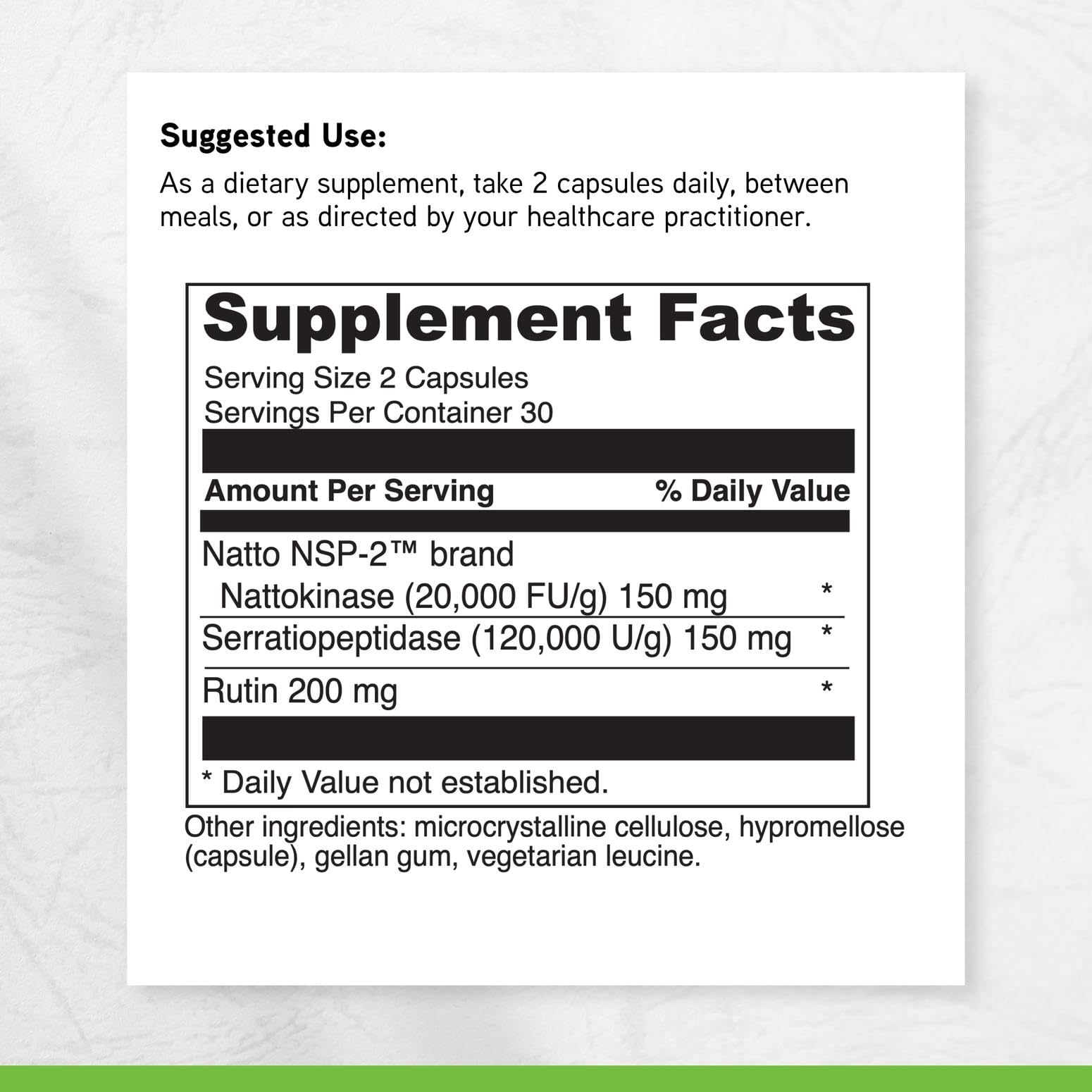 Gluten free mark on Davinci Nattokinase Plus packaging