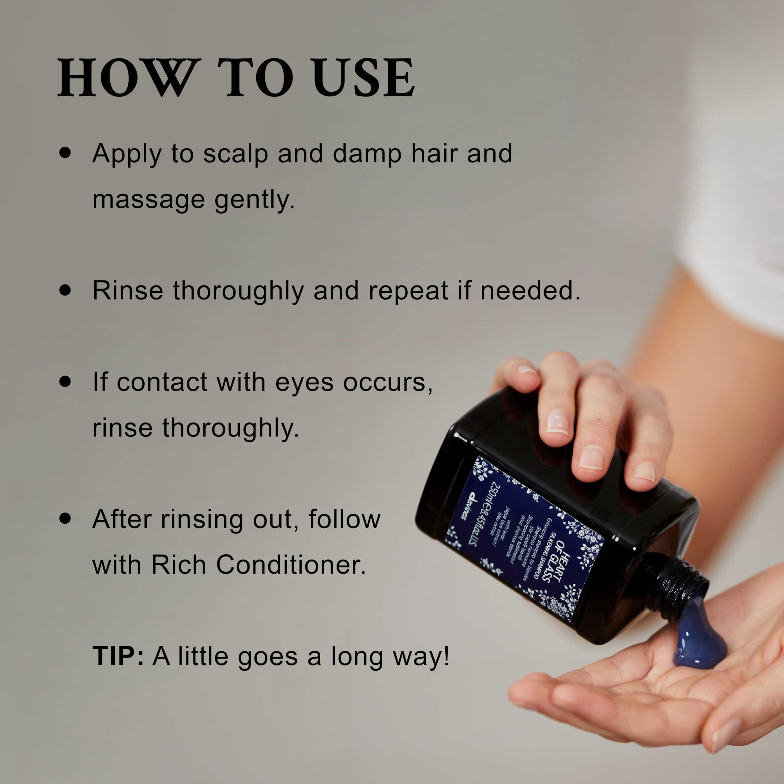 Davines Heart of Glass shampoo creates a rich lather for gentle cleansing.