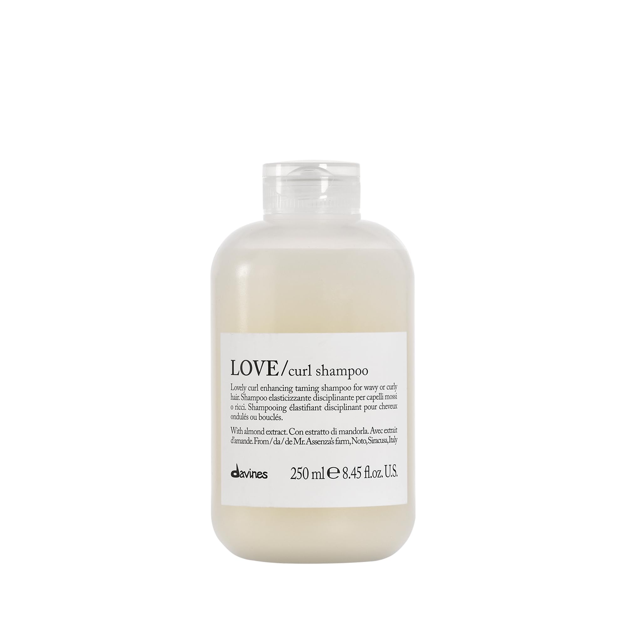 Davines Love Curl Shampoo bottle front signaling daily curl care and volume.