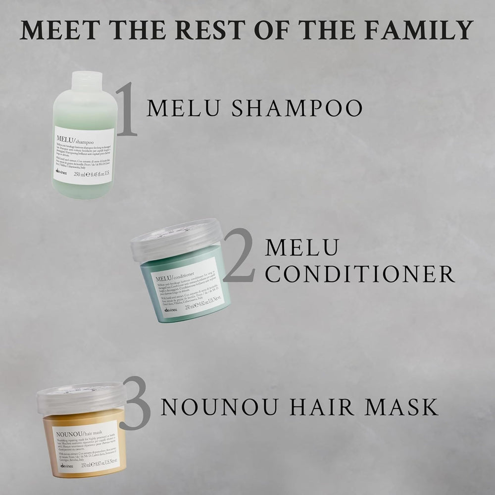 Salon-inspired setting with MELU bottle ready for a conditioning routine.