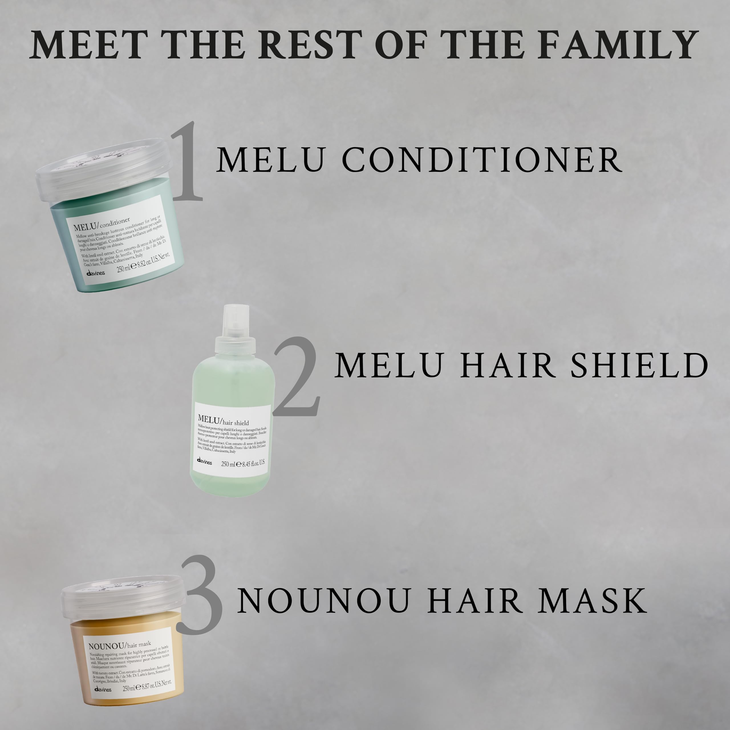 Davines MELU shampoo while applying to wet hair demonstrates easy lathering