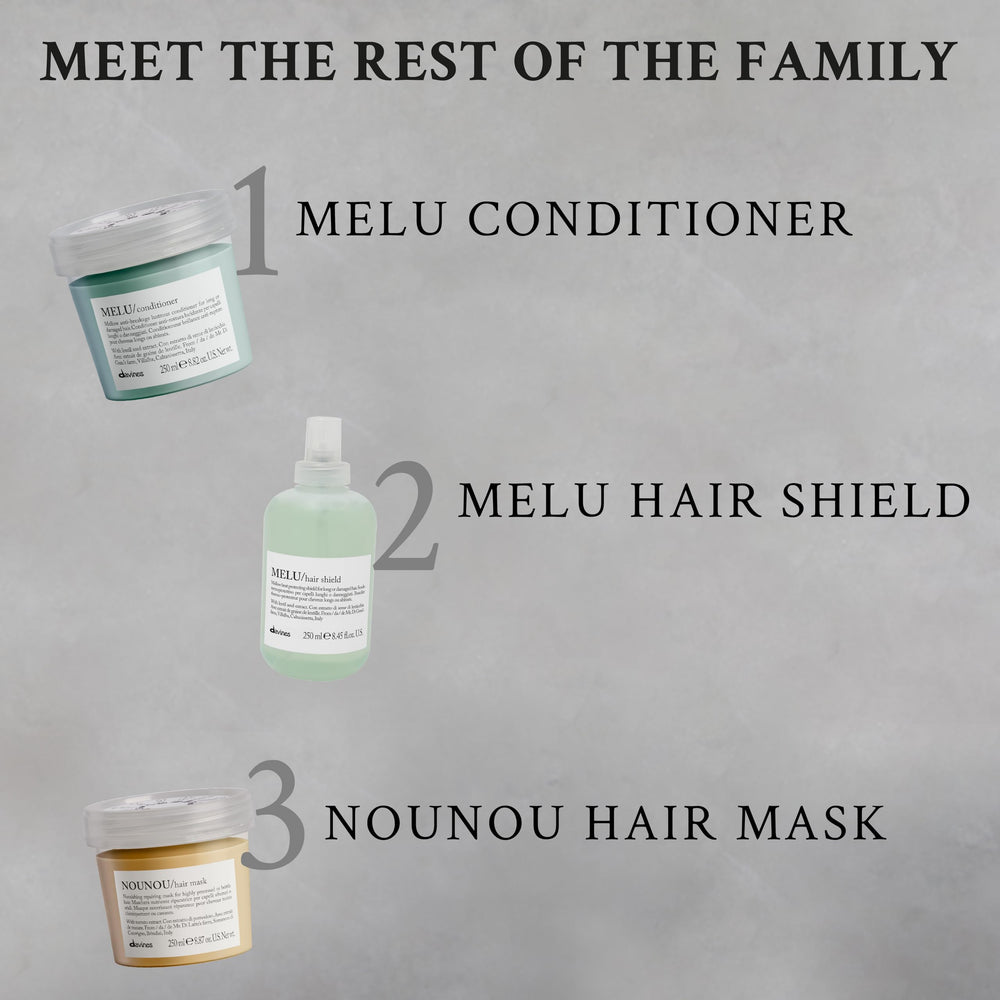 Davines MELU shampoo while applying to wet hair demonstrates easy lathering