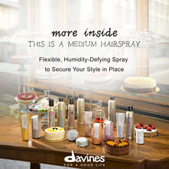 Davines This Is A Medium Hairspray dispensing mist shows even, fine coverage.