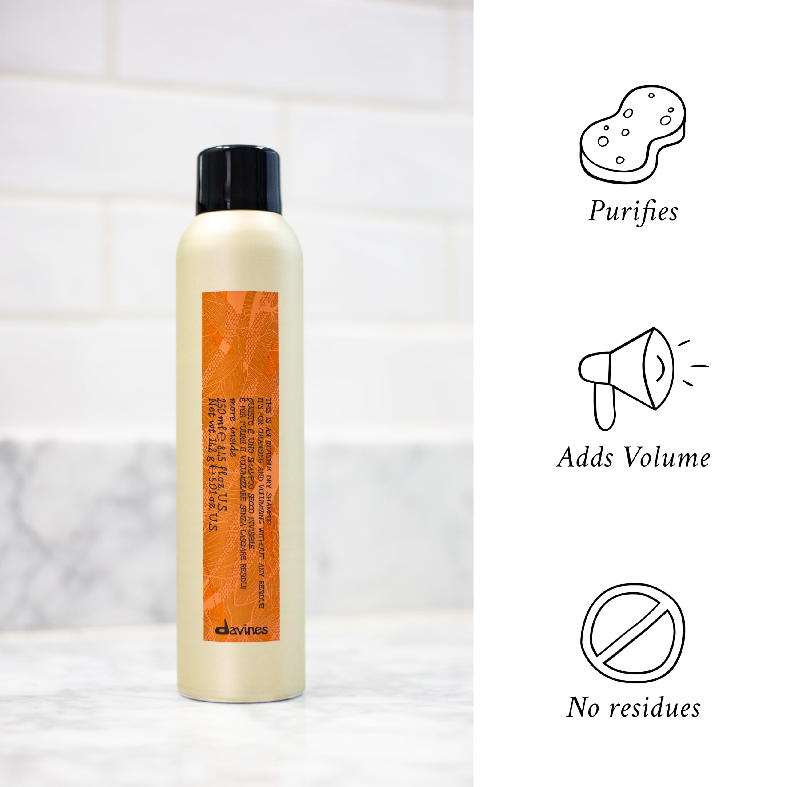 Davines This Is An Invisible Dry Shampoo delivers a soft, natural finish after use.