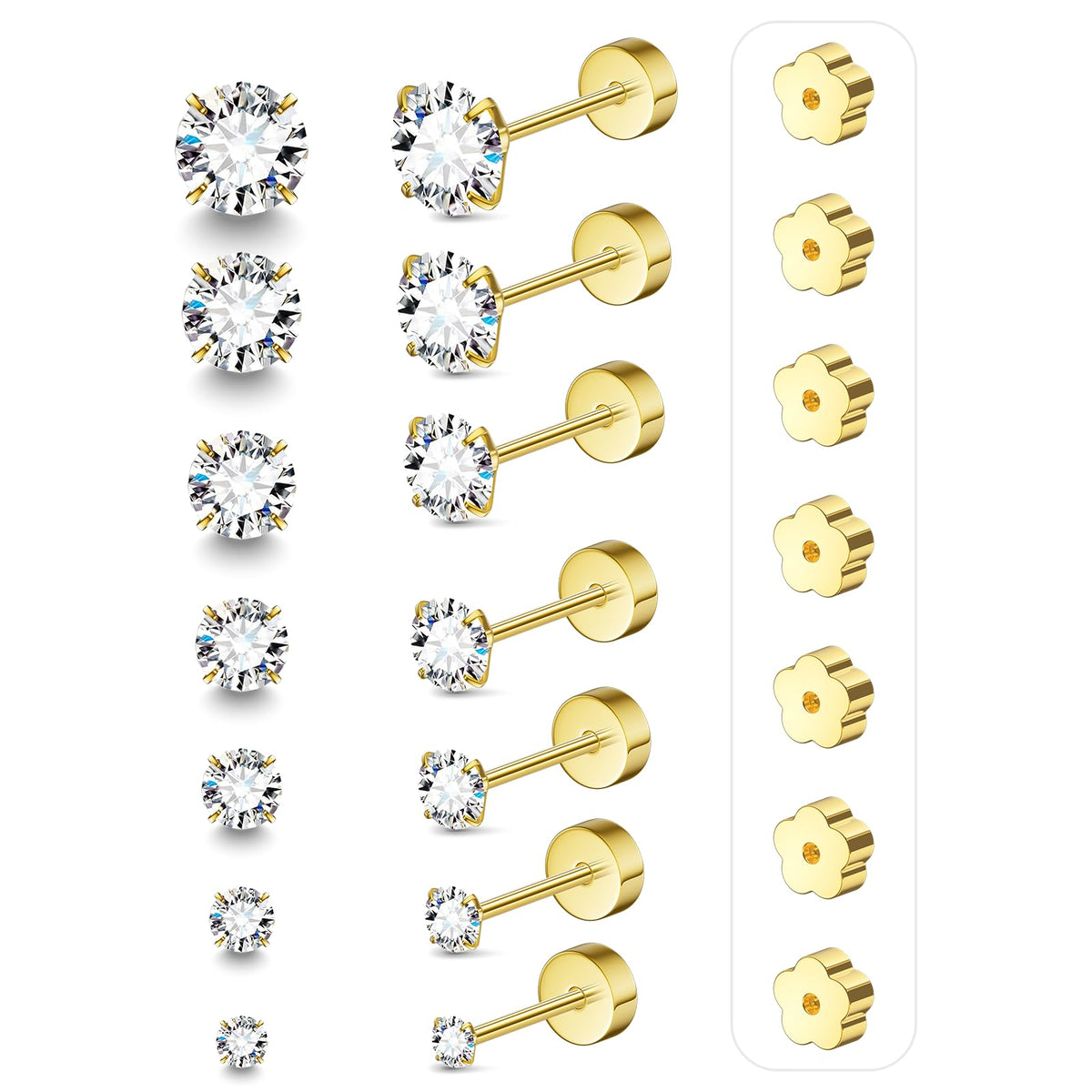 Davka 2mm flat back stud close-up for everyday comfort on sensitive ears.