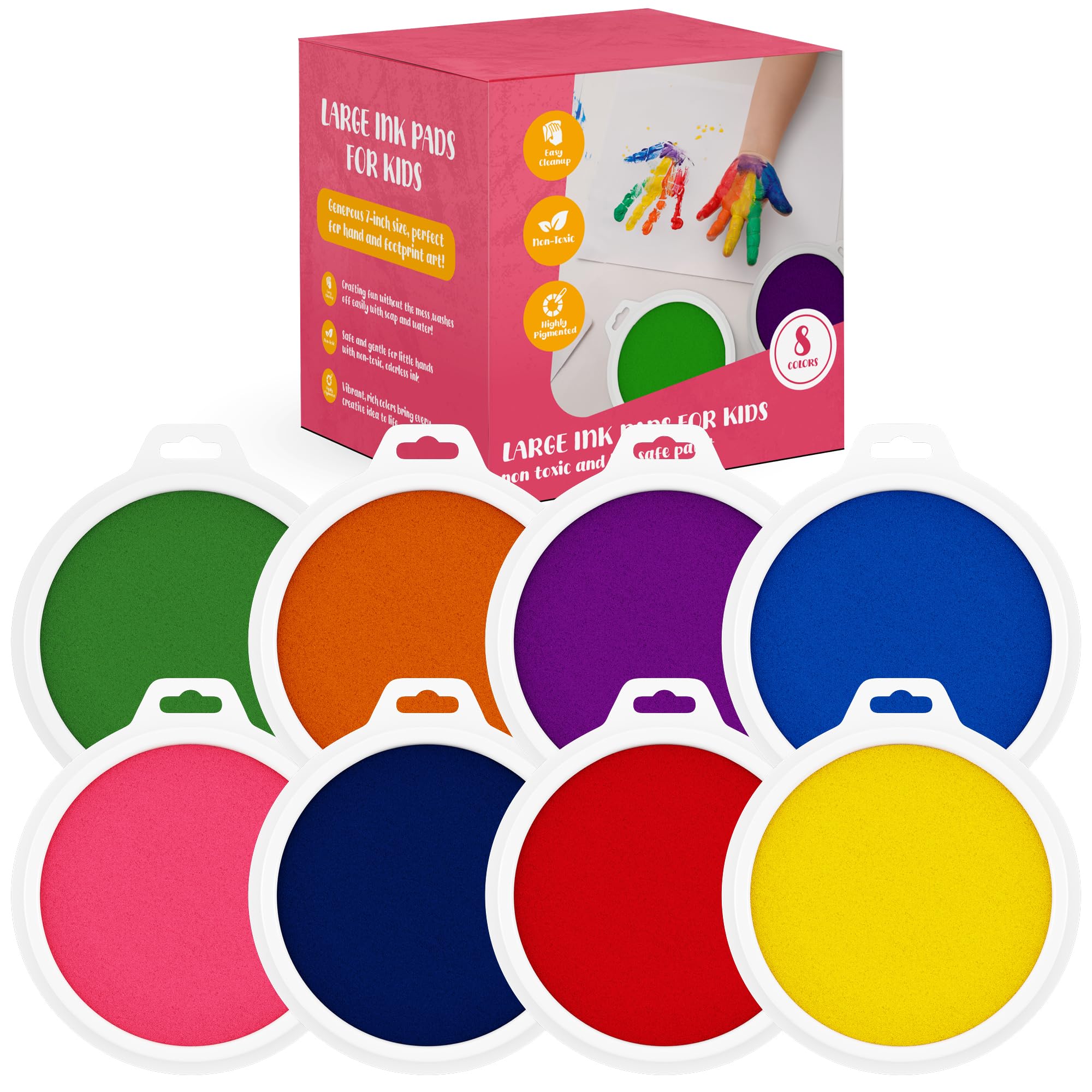 Davlan 8-color kids ink pads set for vibrant stamping projects.