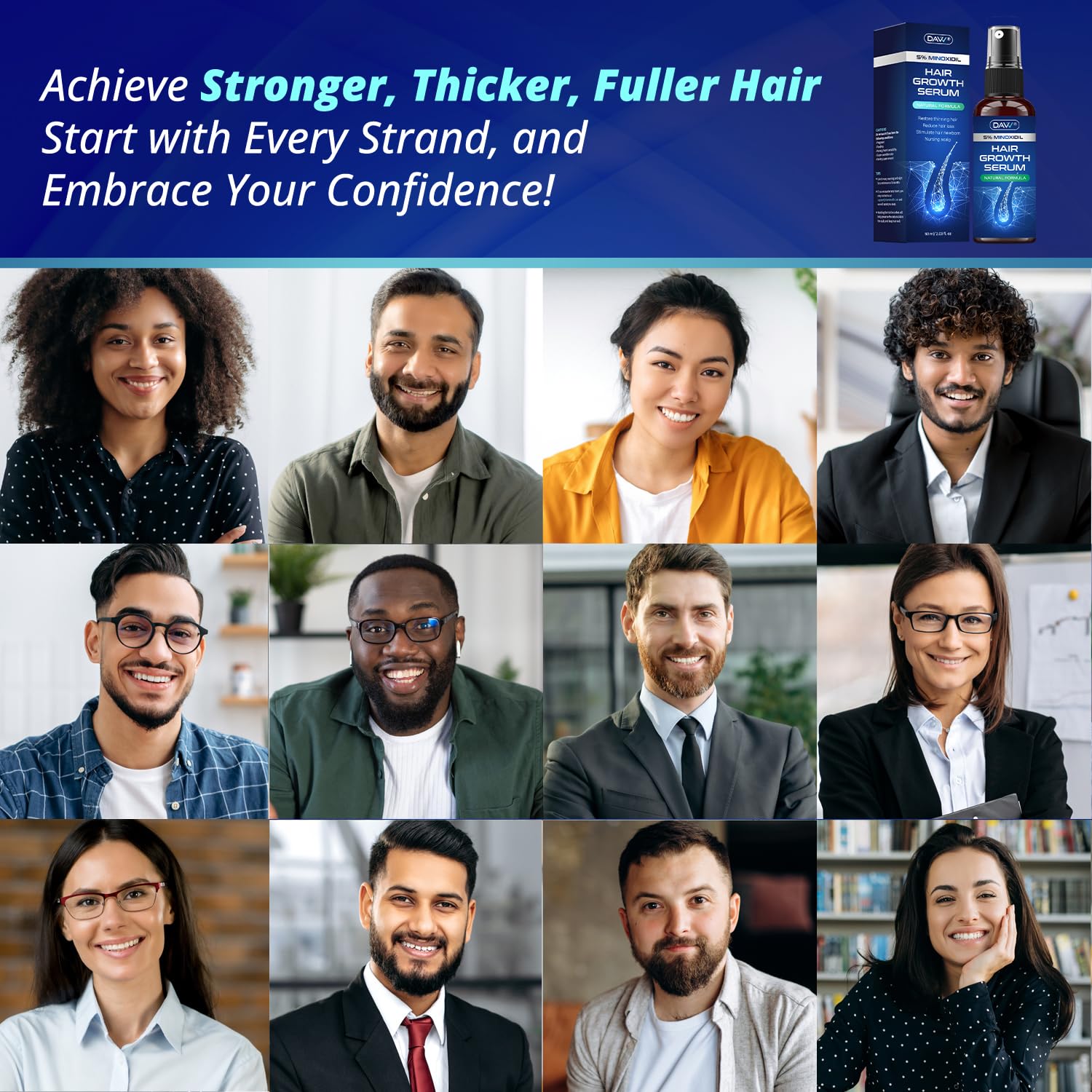 DAVV Daily hair-care routine with lightweight minoxidil.