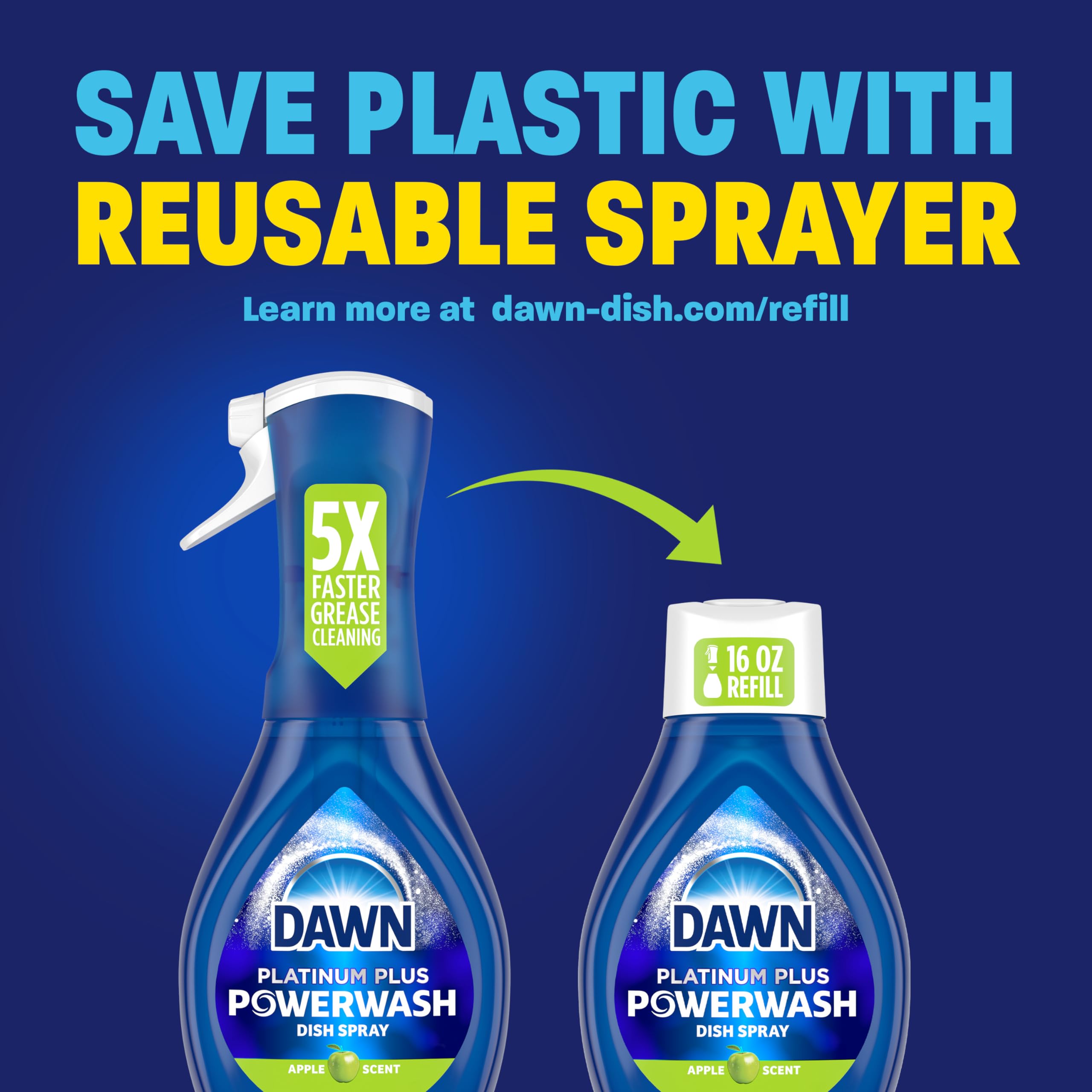 Dawn Platinum Powerwash makes three steps easy: spray, wipe, rinse.