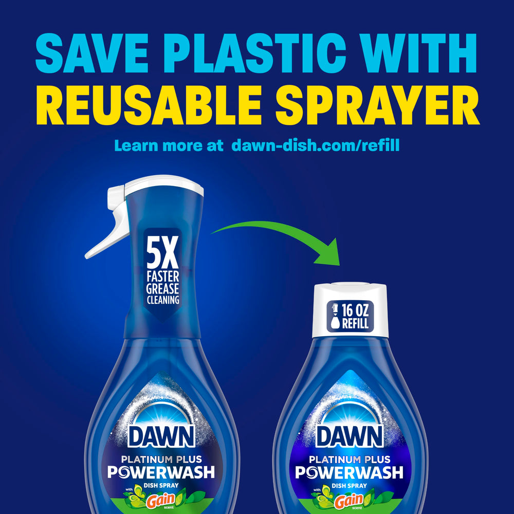 Dawn Powerwash Gain refill-pack emphasizes affordable refills and fragrance variety.