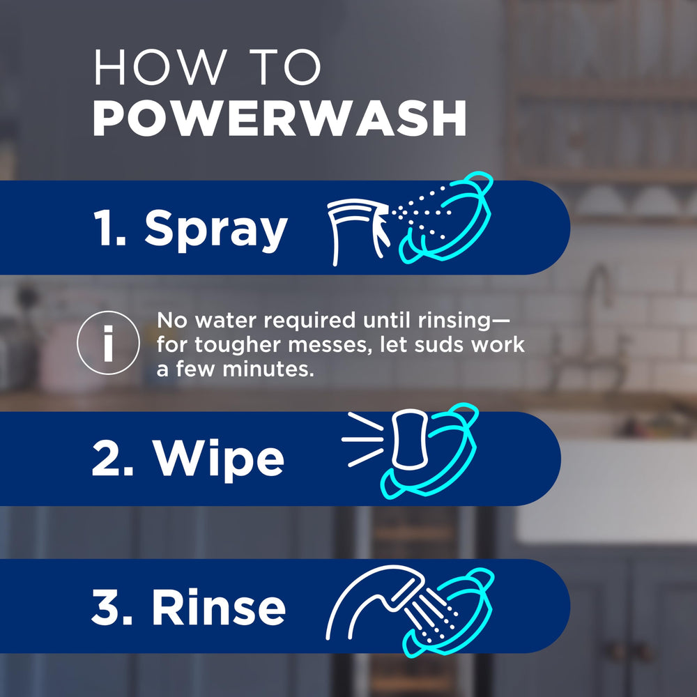 Dawn Powerwash on counters and stove for everyday messes.