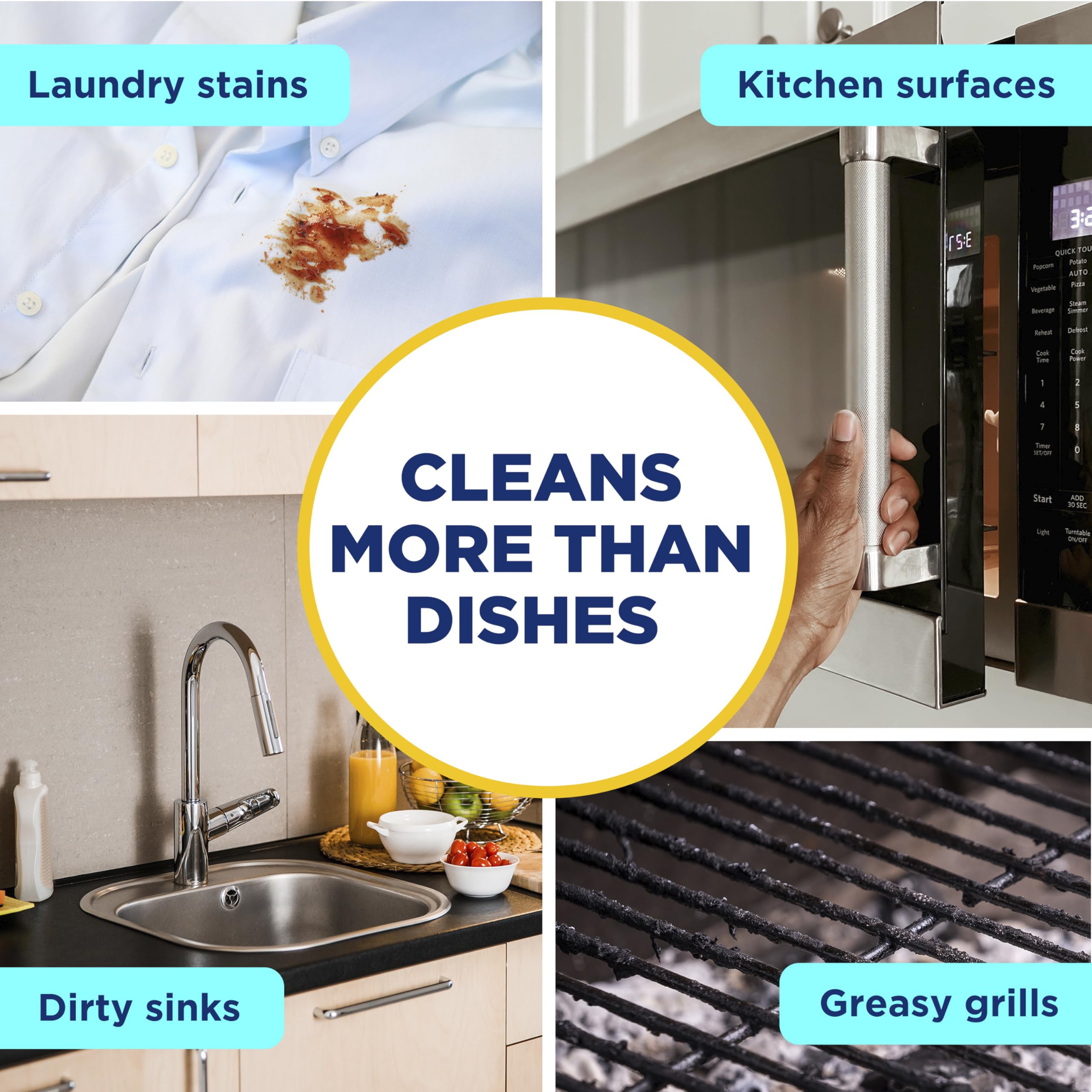 Dawn Powerwash spray on stovetop with fast suds for quick wipe