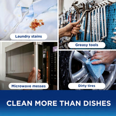 Hands washing dishes with Dawn, reduced scrubbing and grease cleaning