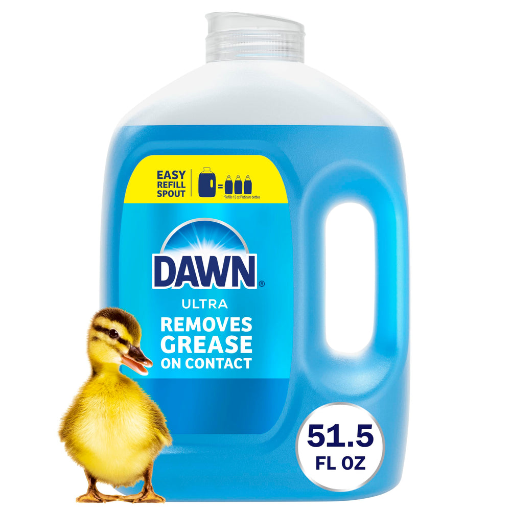 Dawn Ultra Original refill jug pour demonstrates easy, mess-free refills.