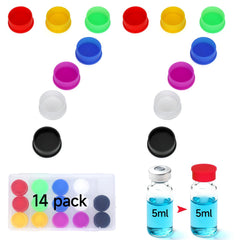 DAWNBOX 14-pack vial caps in colorful hues for easy weekly organization.