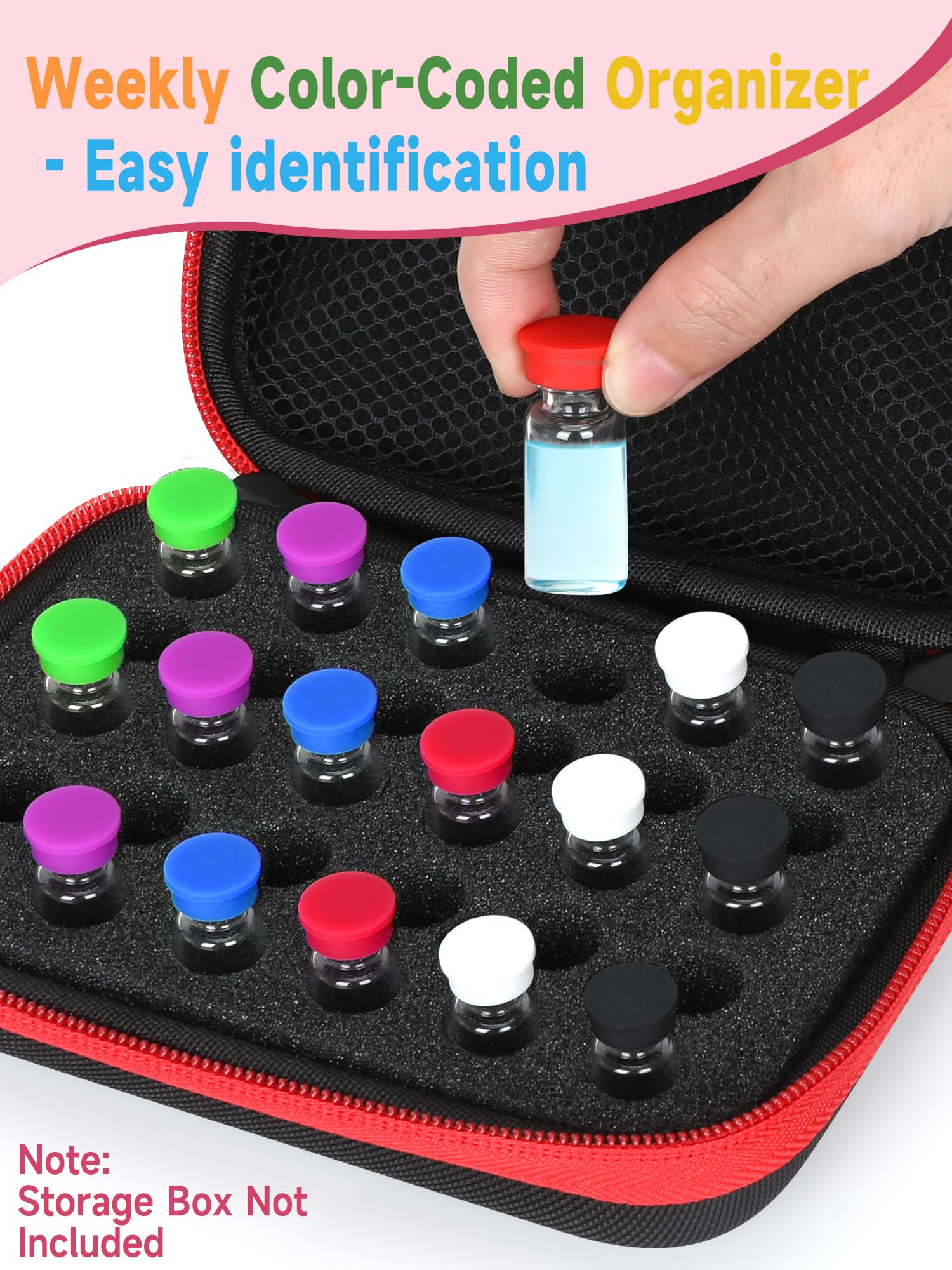 DAWNBOX open vial preservation cap helps keep contents fresh between uses.