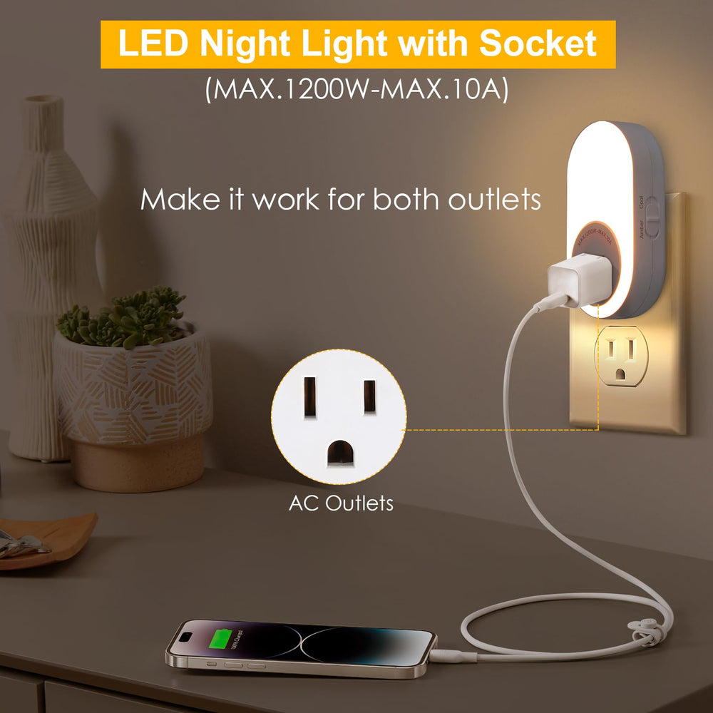 Dawnrise dusk-to-dawn sensor captures bedrooms with automatic low-glow lighting.