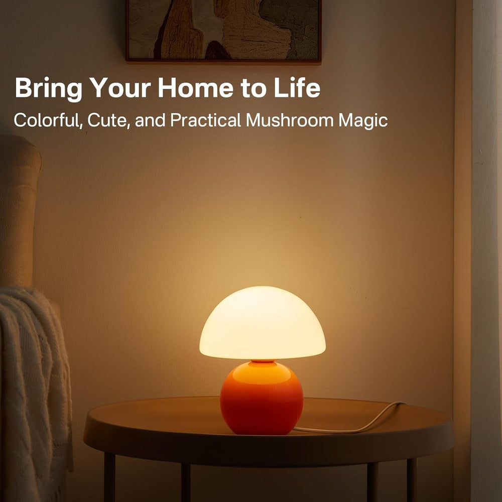 Dawnwake hand-blown glass base adds unique bedside charm.