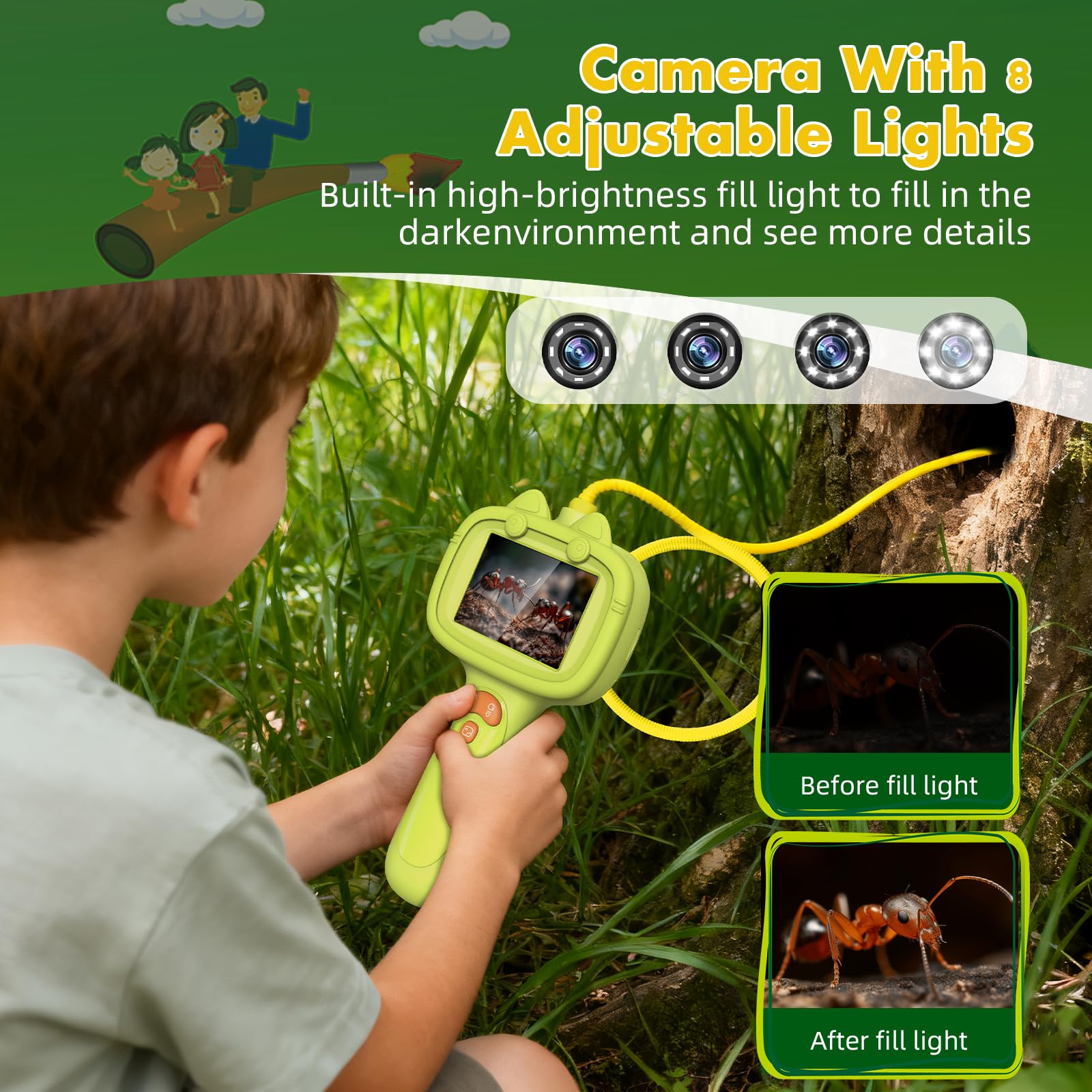 Daxiongmao borescope camera delivers 1080p live feed for clear viewing.