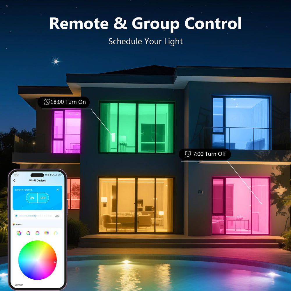 DAYBETTER bulbs synchronize with music for dynamic lighting effects.