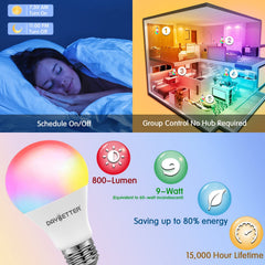 DAYBETTER bulbs connected via 2.4GHz WiFi without hub for quick setup