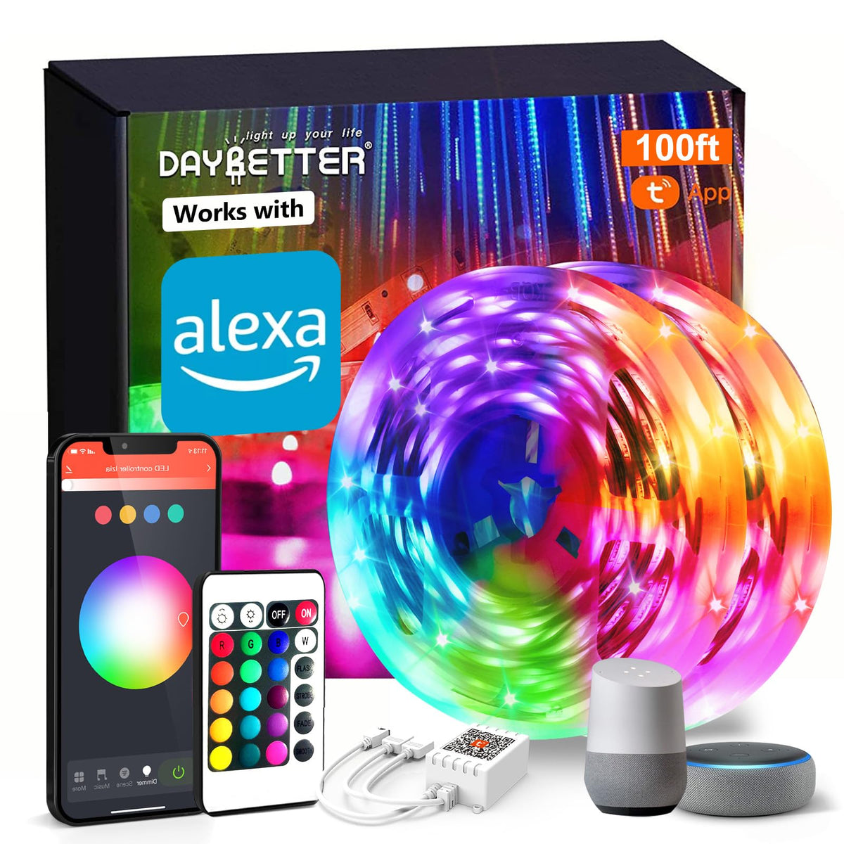 DayBetter smart WiFi LED strip 100ft for seamless, customizable ambiance