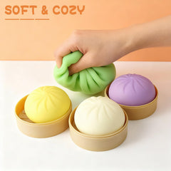 Dayingjiang dumpling stress ball yellow with steamer for portable stress relief.