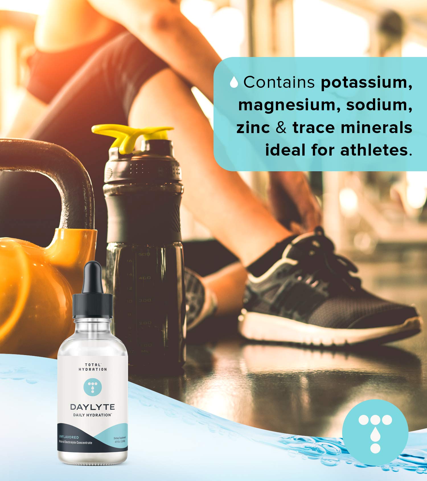 Daylyte Drops ingredients panel highlighting calcium, magnesium, zinc