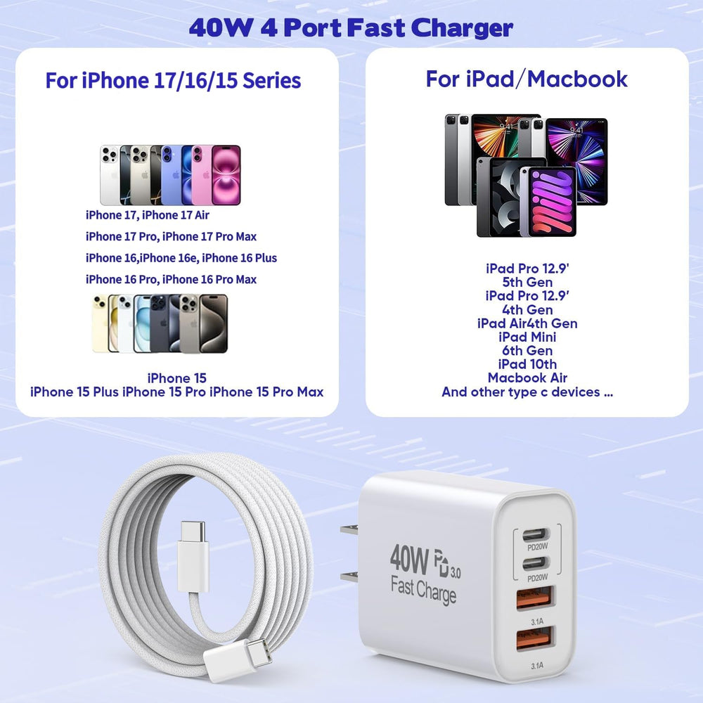 Dazana 10ft USB-C to USB-C braided cable for flexible charging