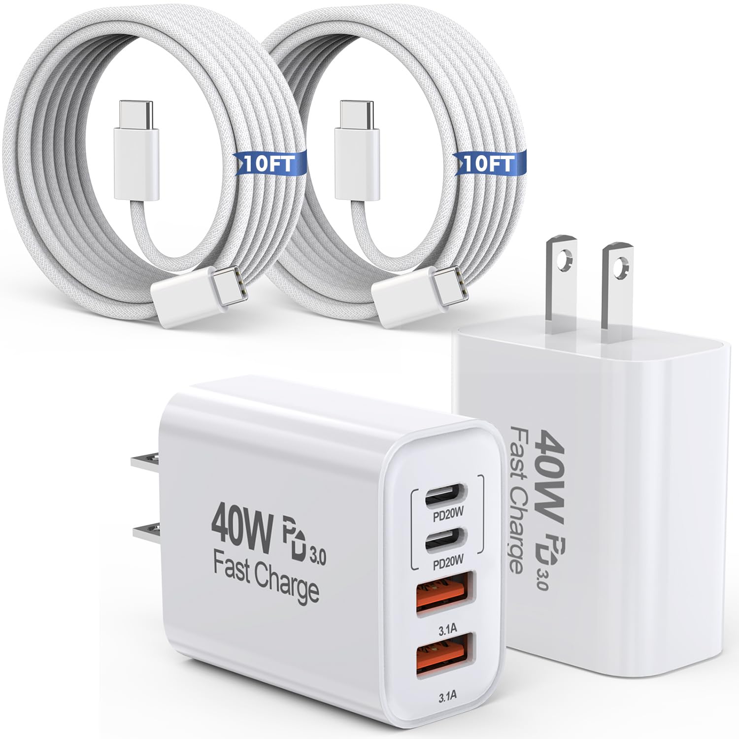 Dazana 40W four-port charger front view enabling simultaneous charging
