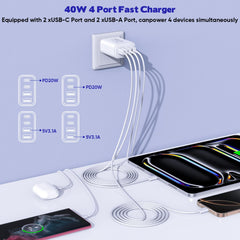 Dazana four-port charger powering multiple devices together