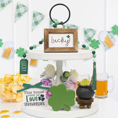 Dazonge Shamrock Sign adds vibrant green accents to mantels and shelves.