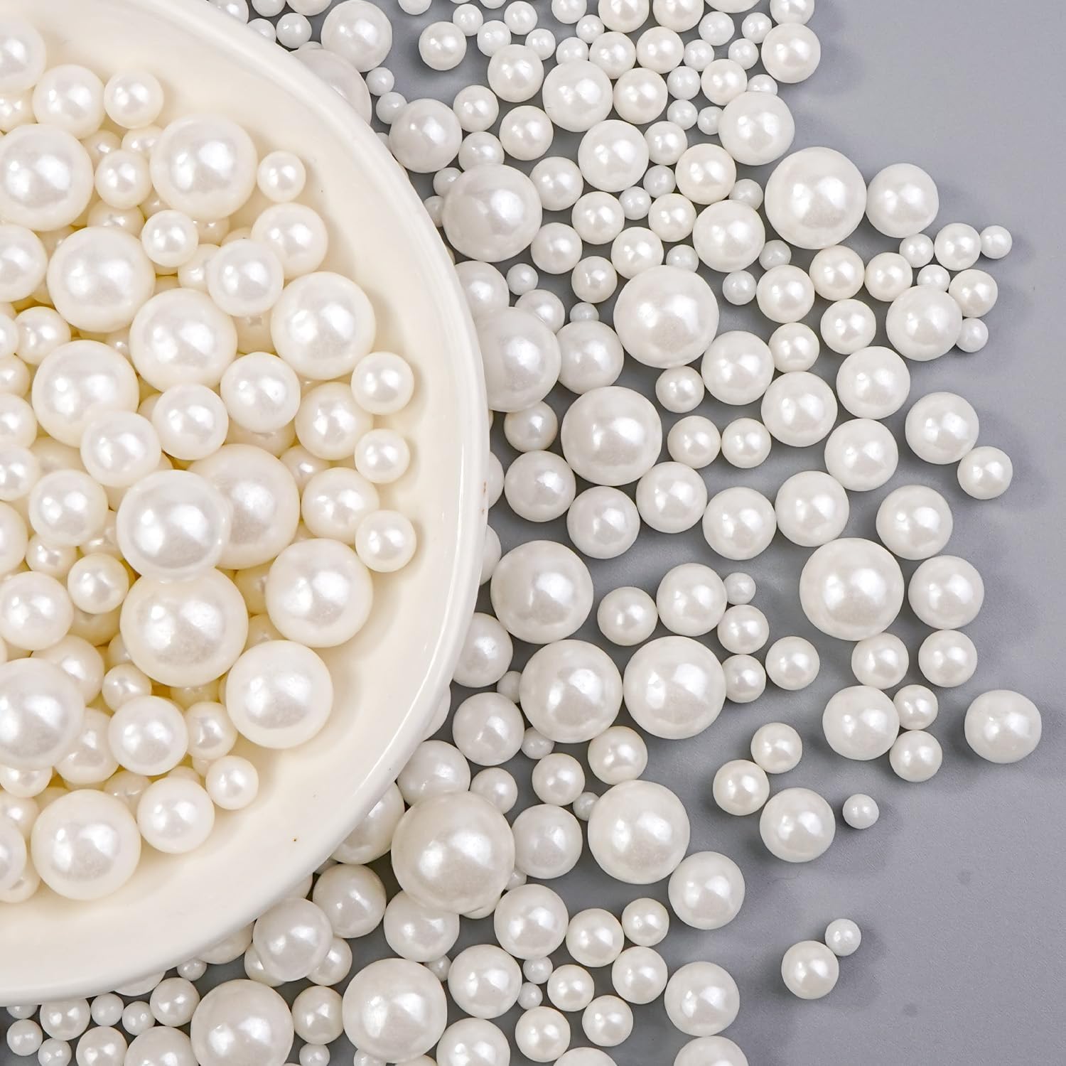 Dazzjoy edible white pearl sprinkles bottle for cake decoration, adding a subtle festive shine.